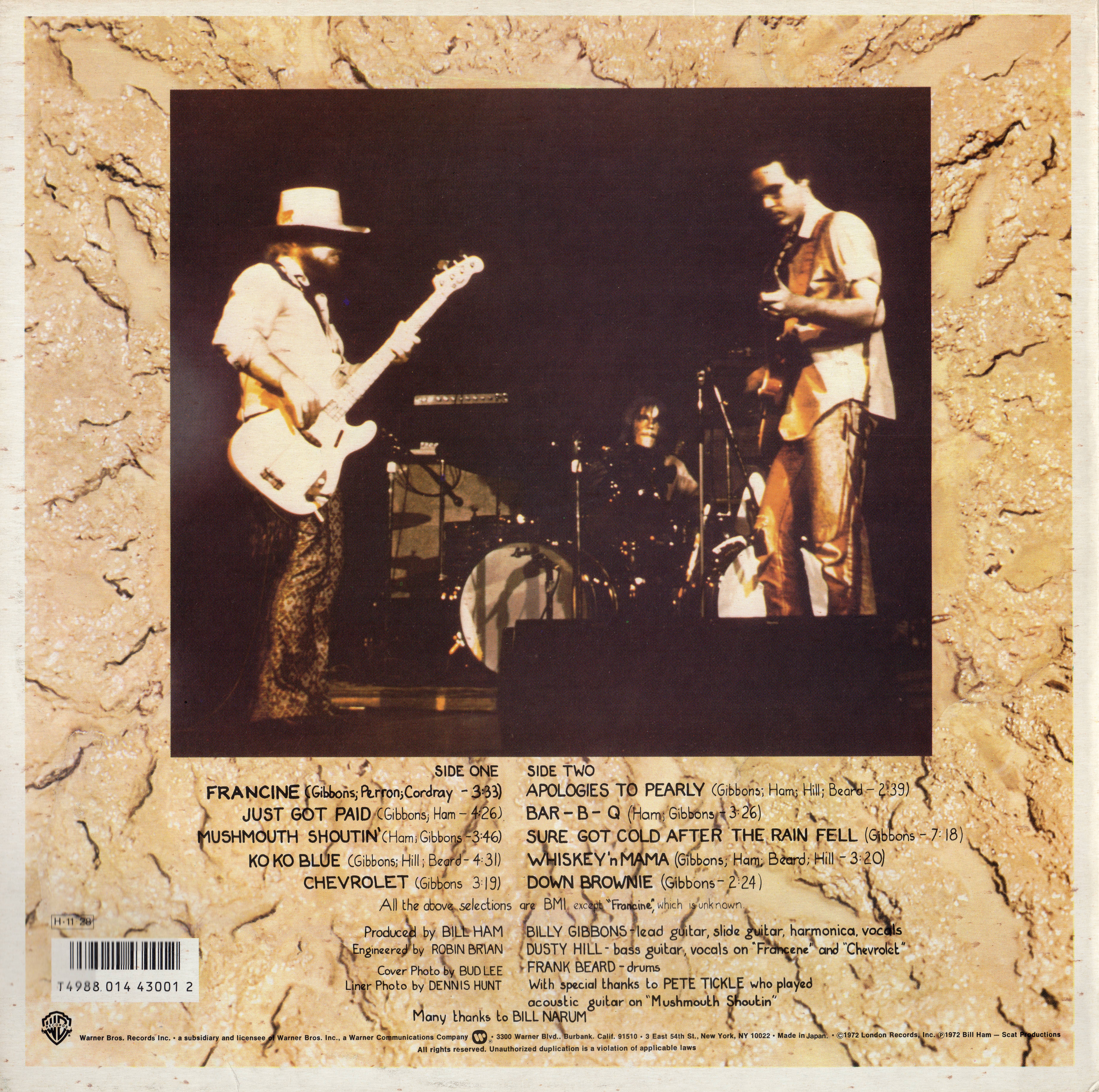 ZZ Top  Rio Grande Mud : LP Back JPN